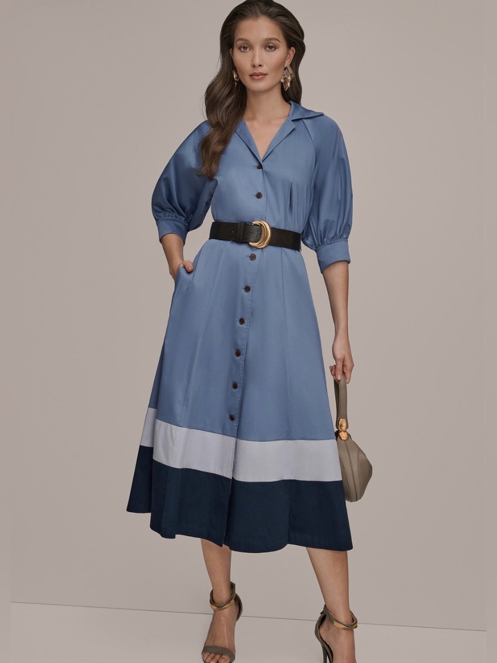 NWT Donna Karan New York
Women's Collared Belted Midi Dress Size 4